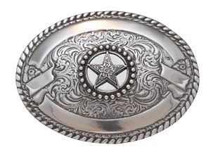 Crumrine Silver Star Oval Belt Buckle