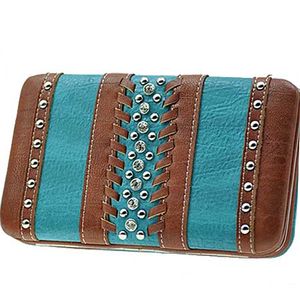 Crystal and Leather Style Flat Wallet