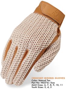 HERITAGE CROCHET RIDING GLOVES (Natural / Tan)