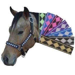Leather Crown Diamond Pattern Padded Halter