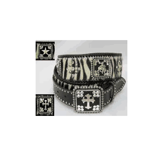 Nocona wide zebra print hair on ladies western belt