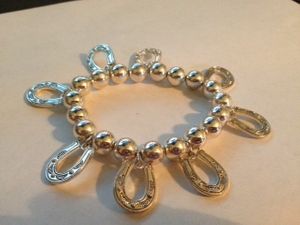Silver Beads with Horseshoe Charms