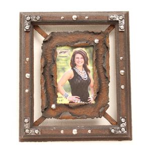 Western Moments Turned Distressed Metal Picture Frame