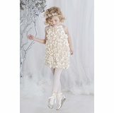 kate mack holiday dresses Kate Mack Biscotti Girls Gold Silver Lace Tulle Sleeveless Party Dress