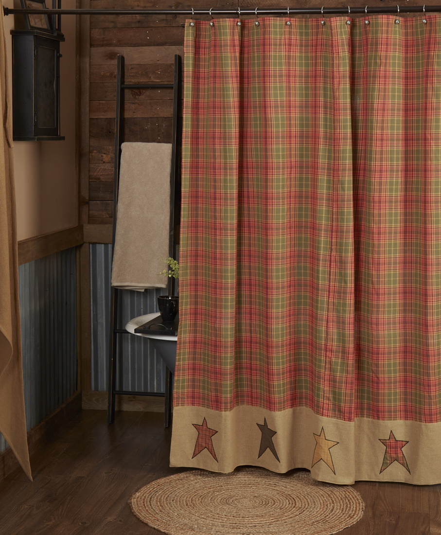 Stratton Star Rustic Cabin Shower Curtain
