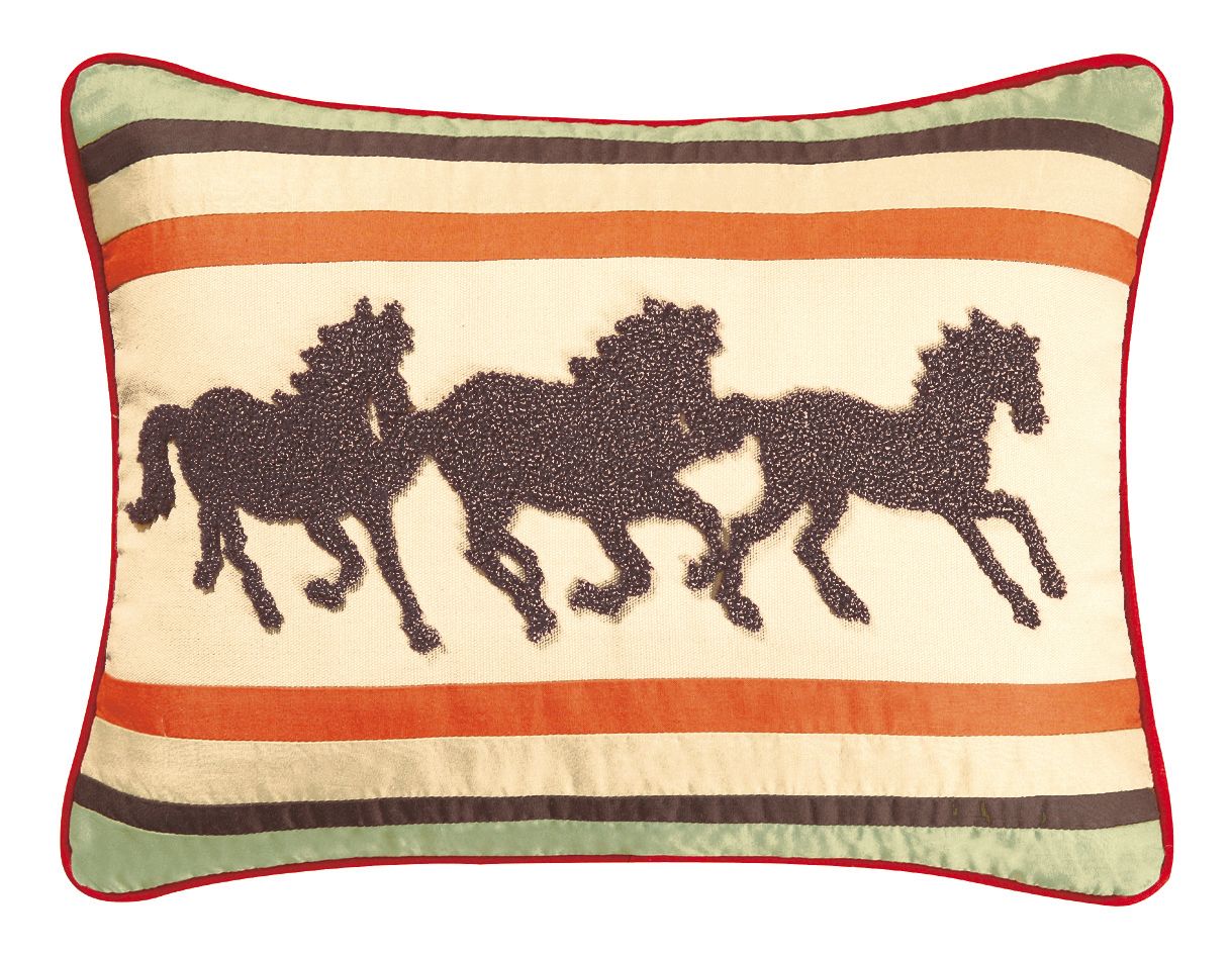 Galloping Horses Hooked Wool Pillow (1 left in stock)