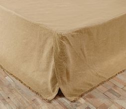 Ashton & Willow Beige Burlap Cotton Bedskirt – Natural Fringed Ruffled Drop – Twin/Queen/King