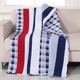 Nautical Red White and Blue Striped Quilted Throw