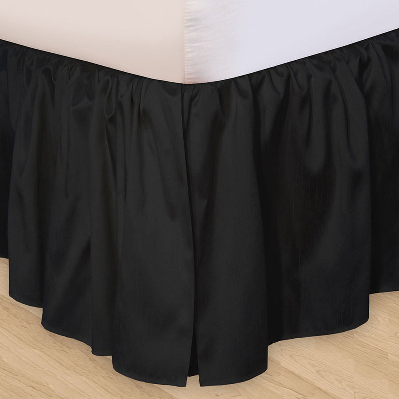 Solid Black Gathered Bedskirt