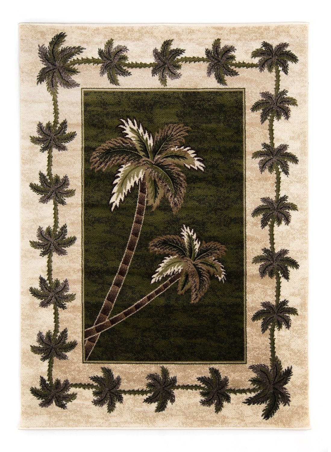 Green/Cream Bahamas Palm Tree Rug 2318A New Items