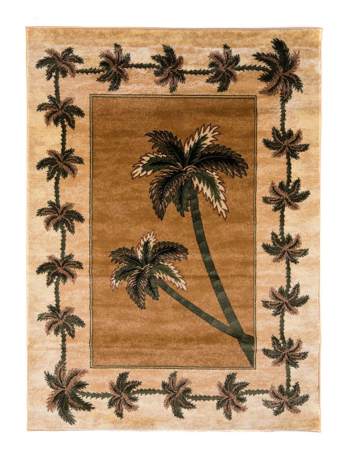 Mustard Bahamas Palm Tree Rug 2318A New Items