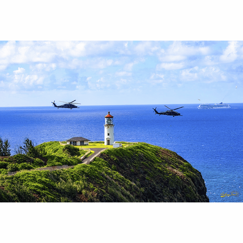 Kilauea Lighthouse and Helicopters