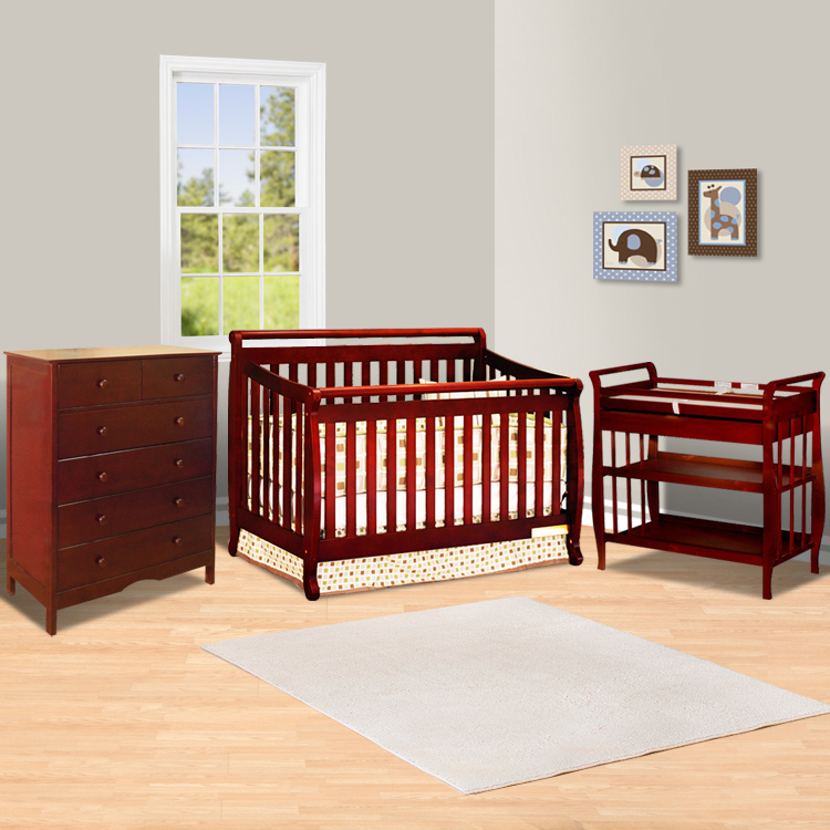 AFG Athena 3 Piece Nursery Set Amy 4 in 1 Convertible Sleigh Crib
