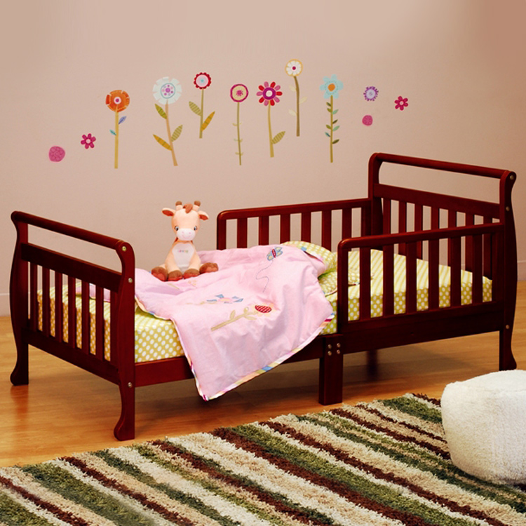 AFG Athena Anna Sleigh Toddler Bed with Safety Rails in Cherry