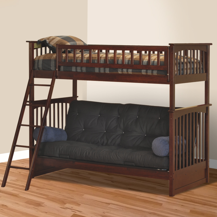 Atlantic Furniture Columbia Twin Over Futon Bunk Bed in Antique
