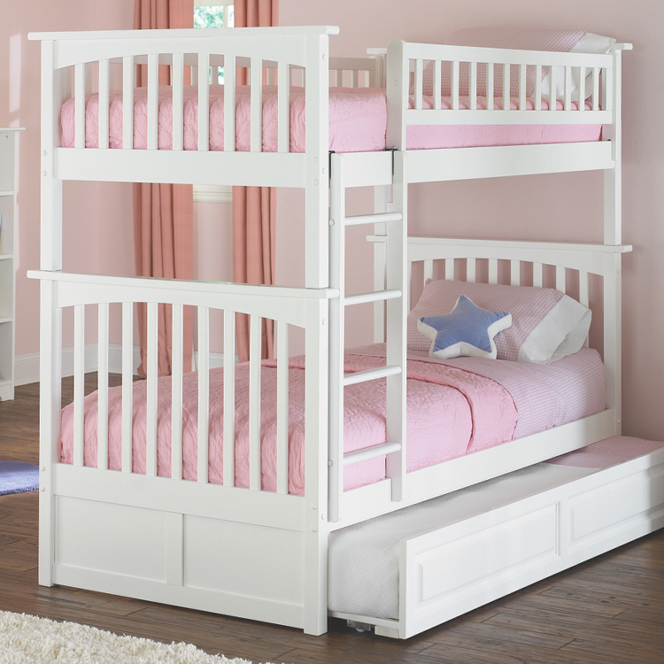 Atlantic Furniture Columbia Twin Over Twin Bunk Bed in White FREE SHIPPING