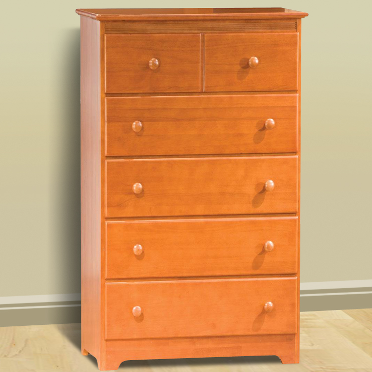 Atlantic Furniture Windsor 5 Drawer Tall Dresser in Light Cherry FREE