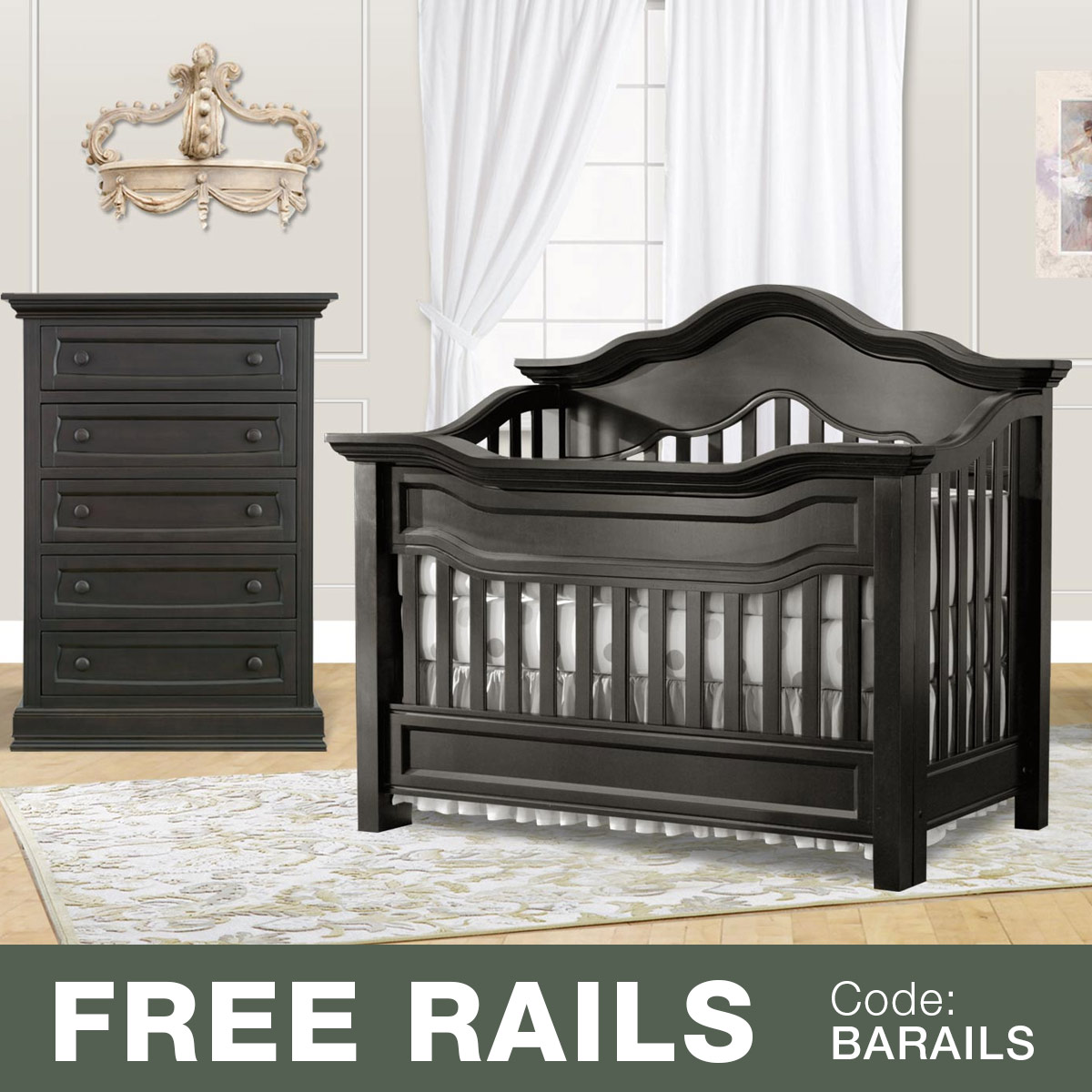 Baby Appleseed 2 Piece Nursery Set Millbury 3in1 Convertible Crib
