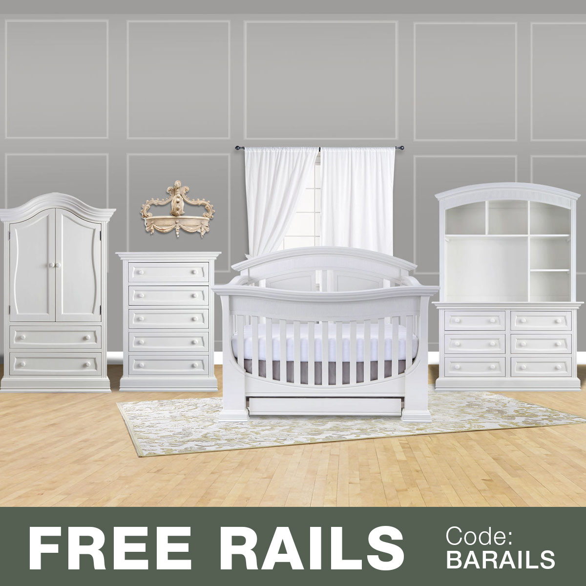 Baby Appleseed 5 Piece Nursery Set Chelmsford 3in1 Convertible Crib