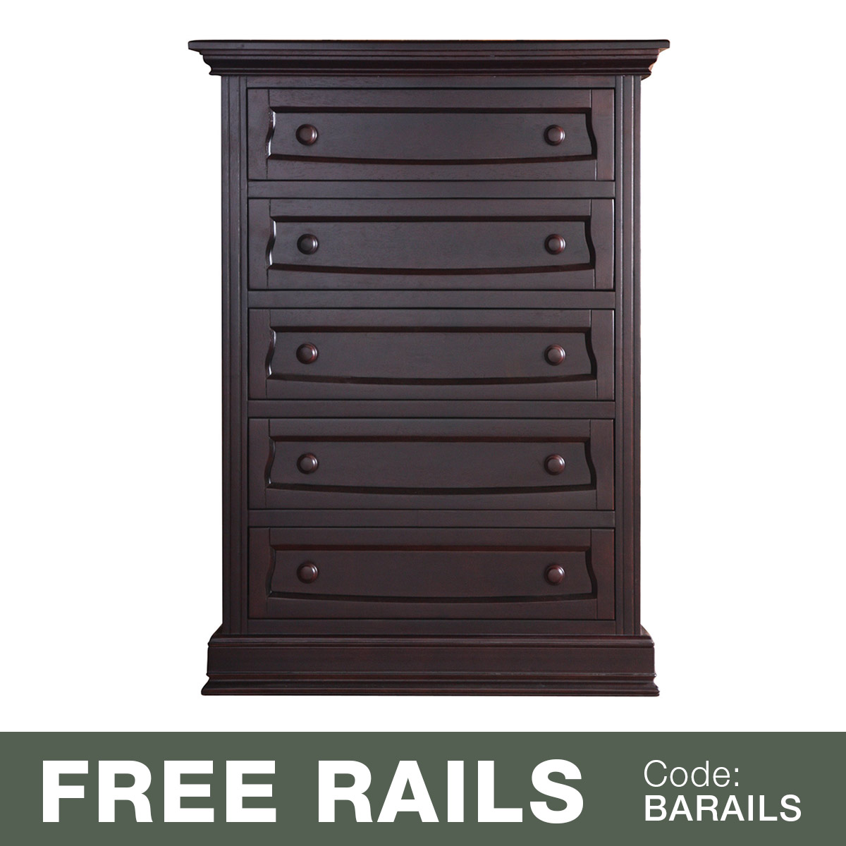 Baby Appleseed Davenport 5 Drawer Dresser in Espresso FREE SHIPPING