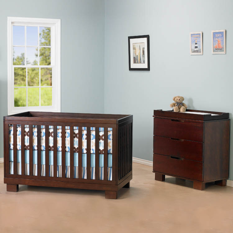 Modern Babyletto 2 Piece Nursery Set Modo 3 in 1 Convertible Crib and