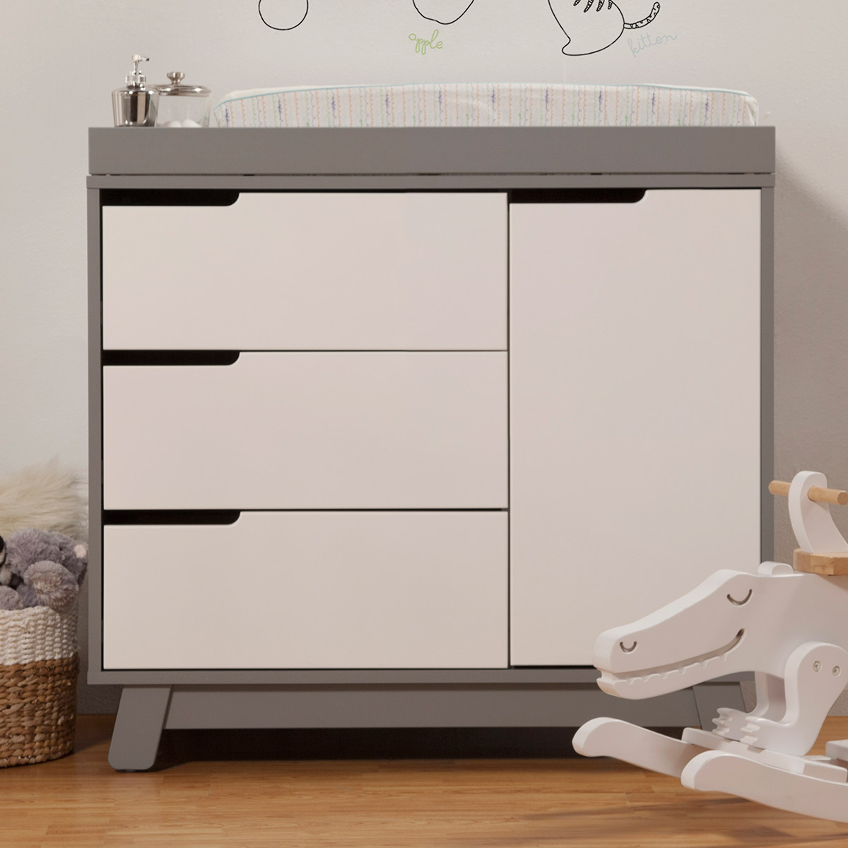Babyletto Hudson Changer Dresser in Two Tone Grey and White FREE SHIPPING