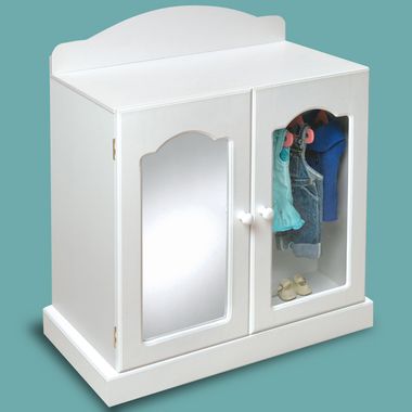 Barbie Closet Badger Basket Pink White Wooden Wardrobe For 18