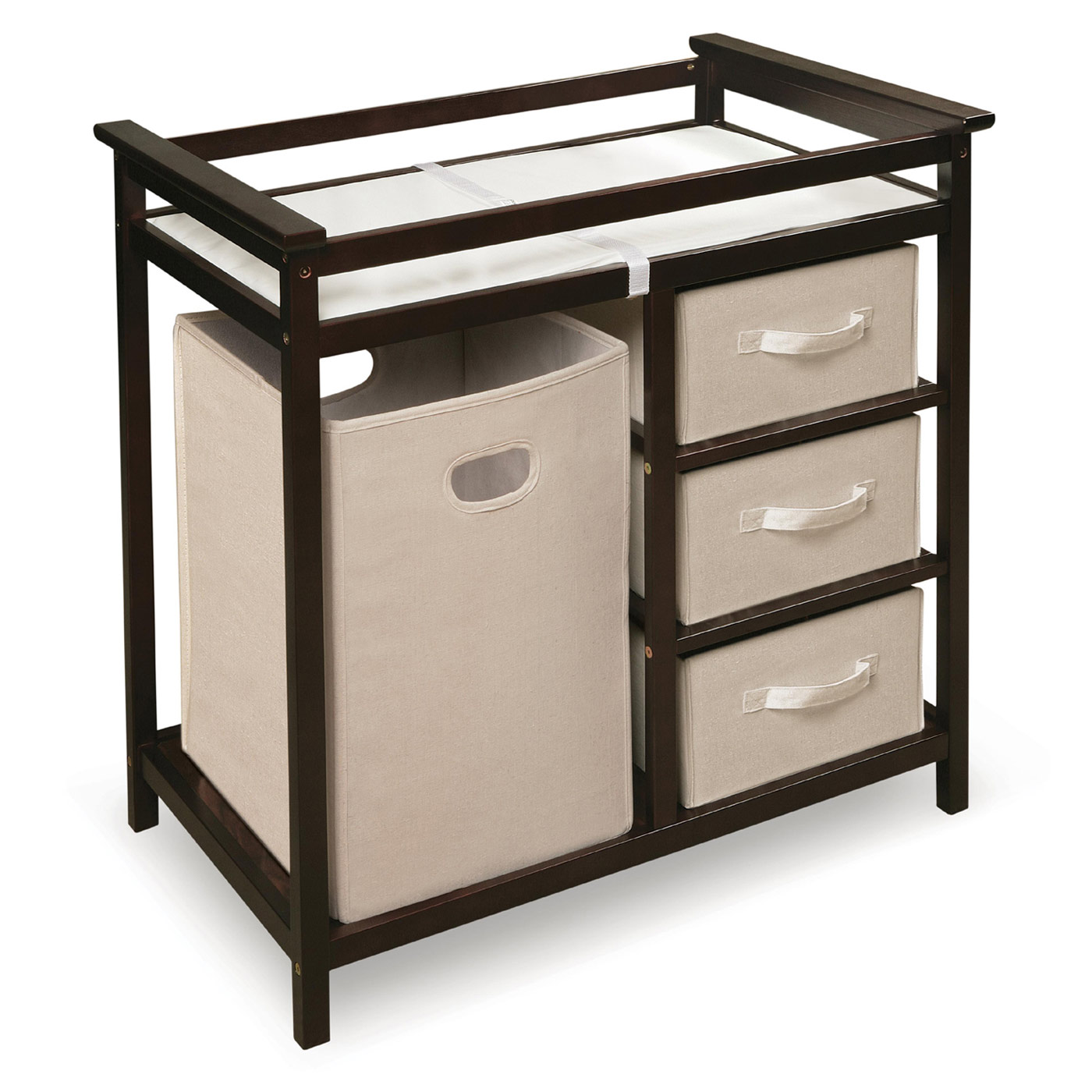 Badger Basket Modern Changing Table with 3 Baskets & Hamper in Espresso FREE SHIPPING