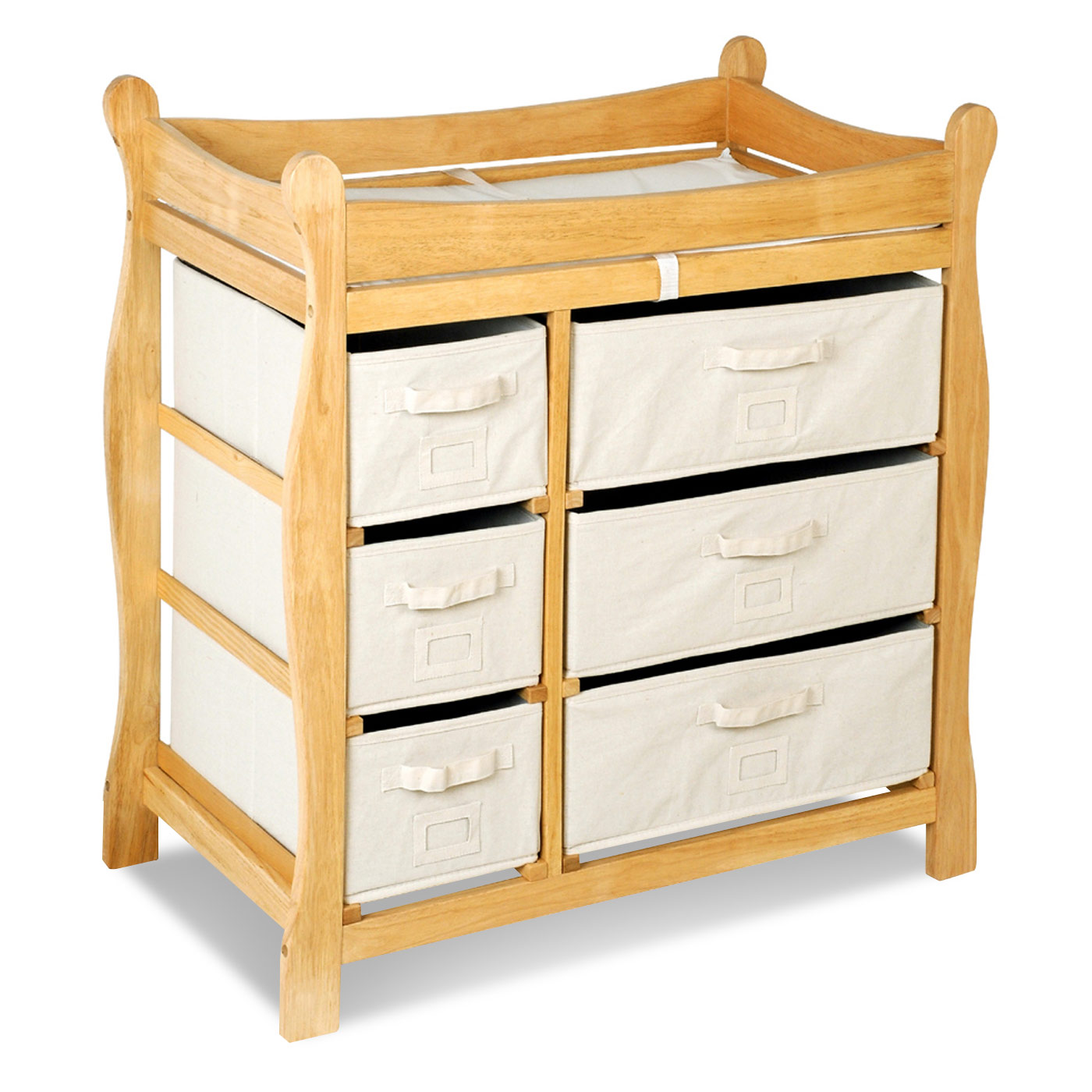 Badger Basket Sleigh Style Baby Changing Table with Six Baskets in