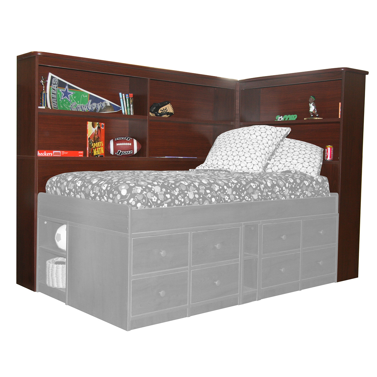 Berg Furniture Sierra Twin Bookcase Headboard for Jr. Captain's Bed