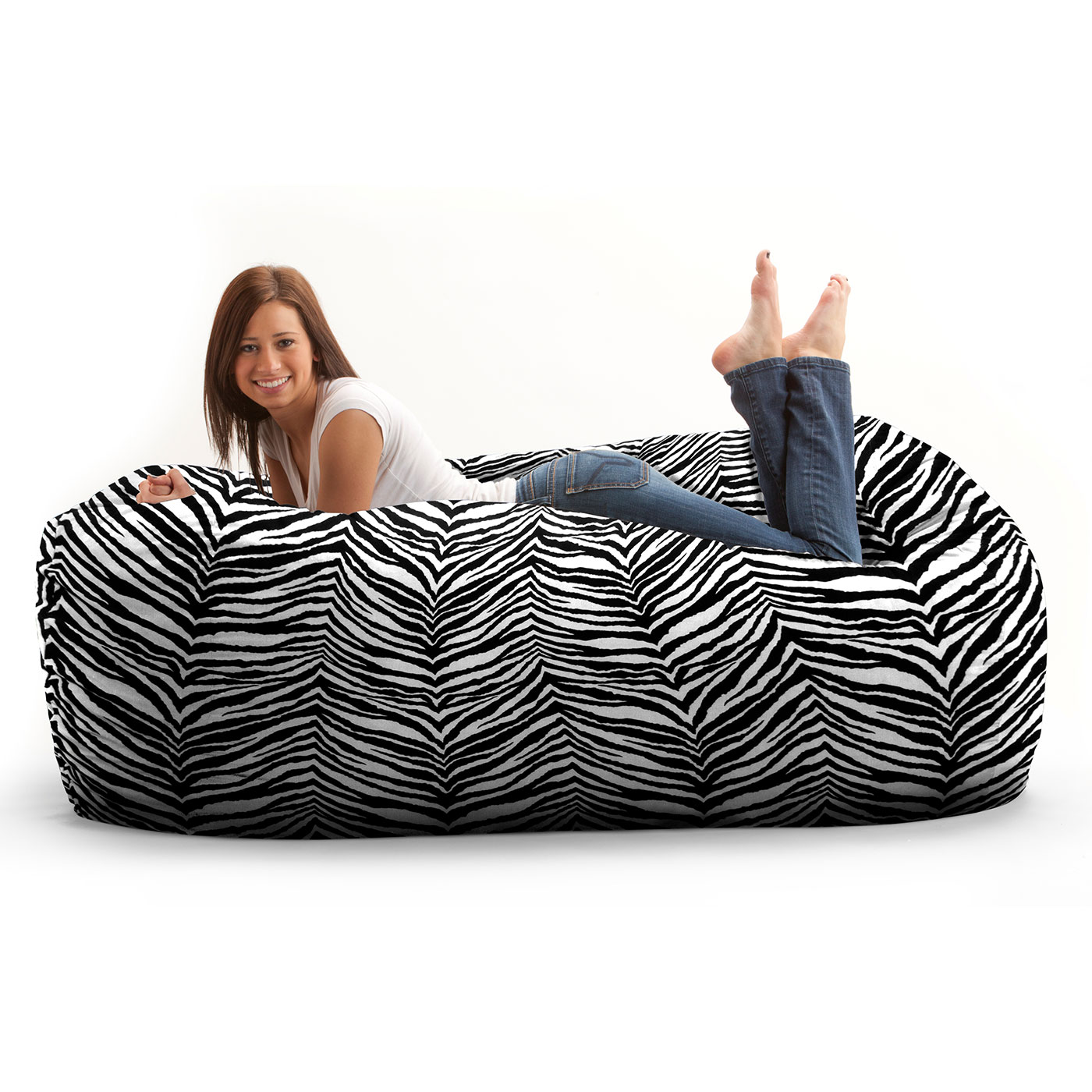 Comfort Research Big Joe Fuf 6 Ft Media Lounger in Zebra Twill FREE SHIPPING, image size:1400x1400