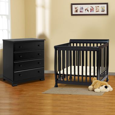 DaVinci Kalani 2 Piece Nursery Set -  Mini Crib and 4 Drawer Dresser in Ebony - Click to enlarge