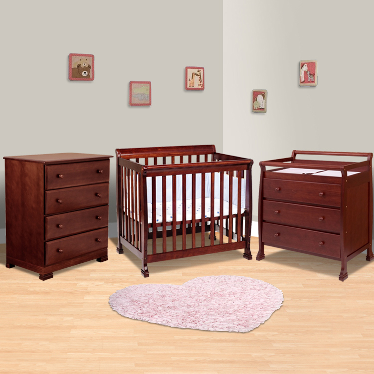 Da Vinci 3 Piece Nursery Set - Kalani Mini Crib, 3 Drawer Changing Table  and 4 Drawer Dresser in Cherry FREE SHIPPING