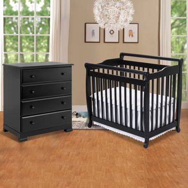 DaVinci Emily 2 Piece Nursery Set -  Mini 2 in 1 Convertible Crib and Kalani 4 Drawer Dresser in Ebony - Click to enlarge