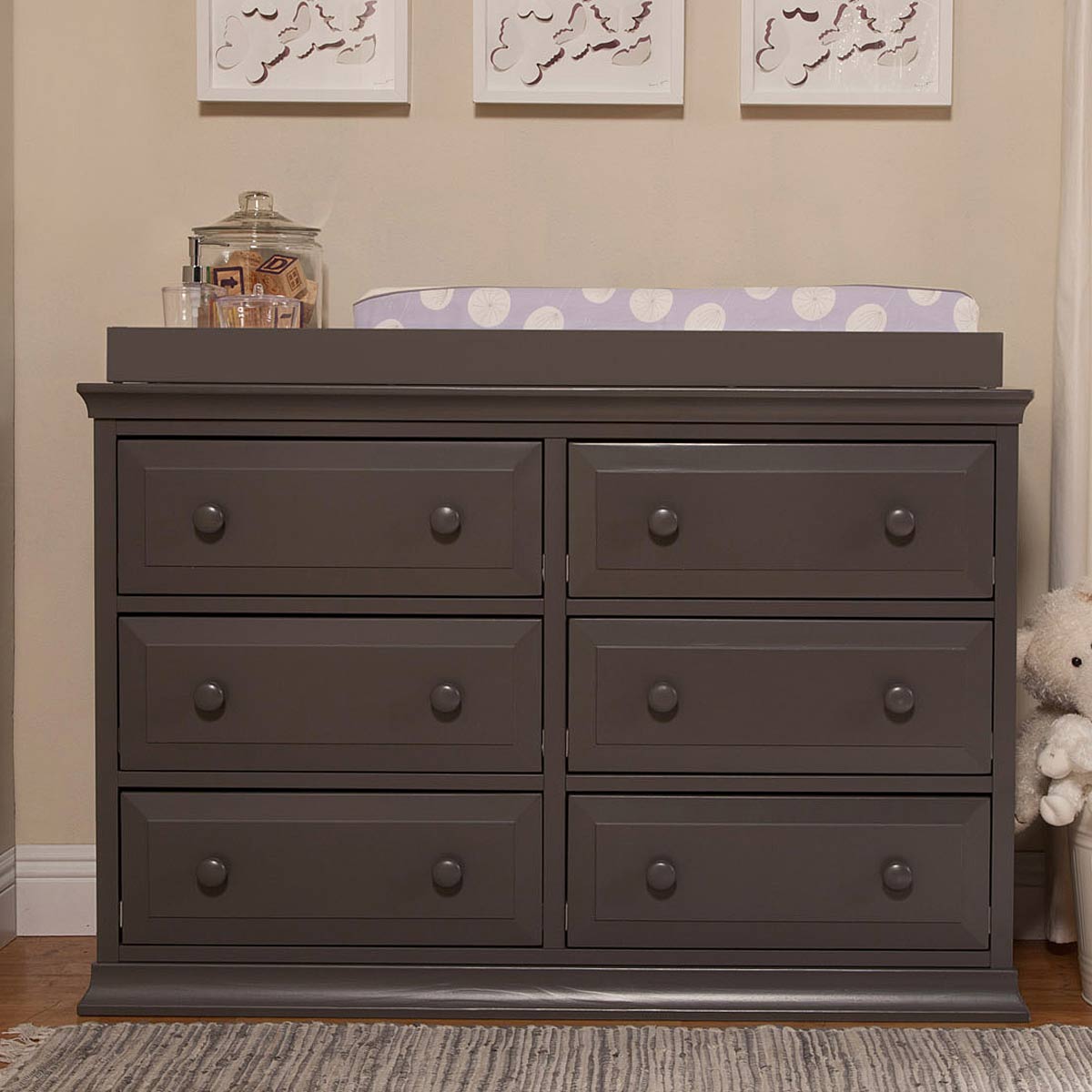 Davinci Signature 6 Drawer Double Dresser in Slate