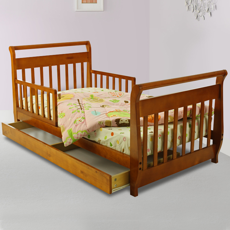 Dream on Me Sleigh Toddler Bed with Trundle in Pecan FREE SHIPPING