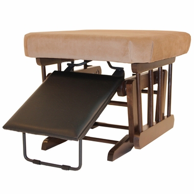 Dutailier Coffee Nursing Ottoman for Sleigh and 2 Post Gliders with Light Brown Cushions - Click to enlarge
