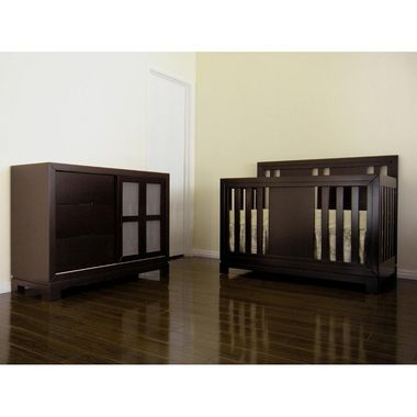 Eden Baby 2 Piece Nursery Set - Melody Convertible Crib and Dresser in Dark Espresso