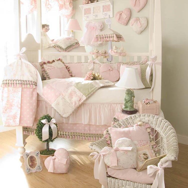 Glenna Jean Isabella 5 Piece Baby Crib Bedding Set with Rosebud Pillow