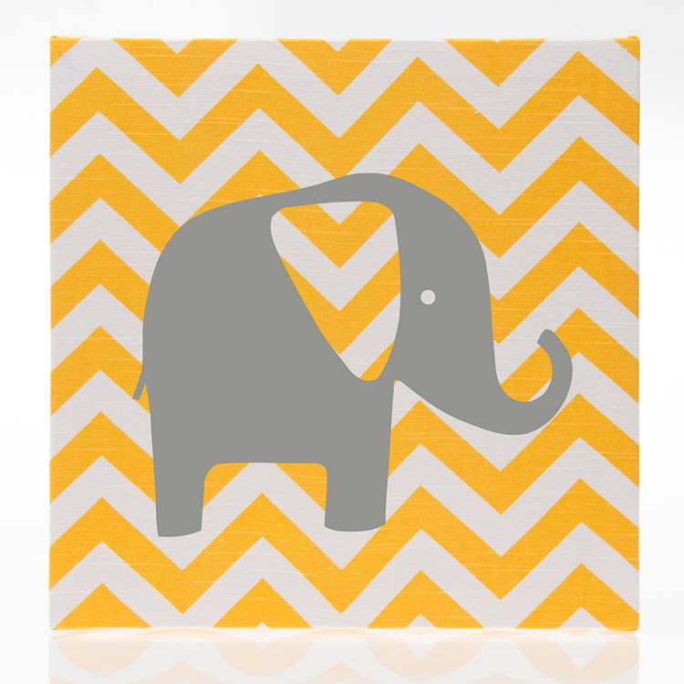 Glenna Jean Swizzle Yellow Chevron With Grey Elephant Wall Art FREE