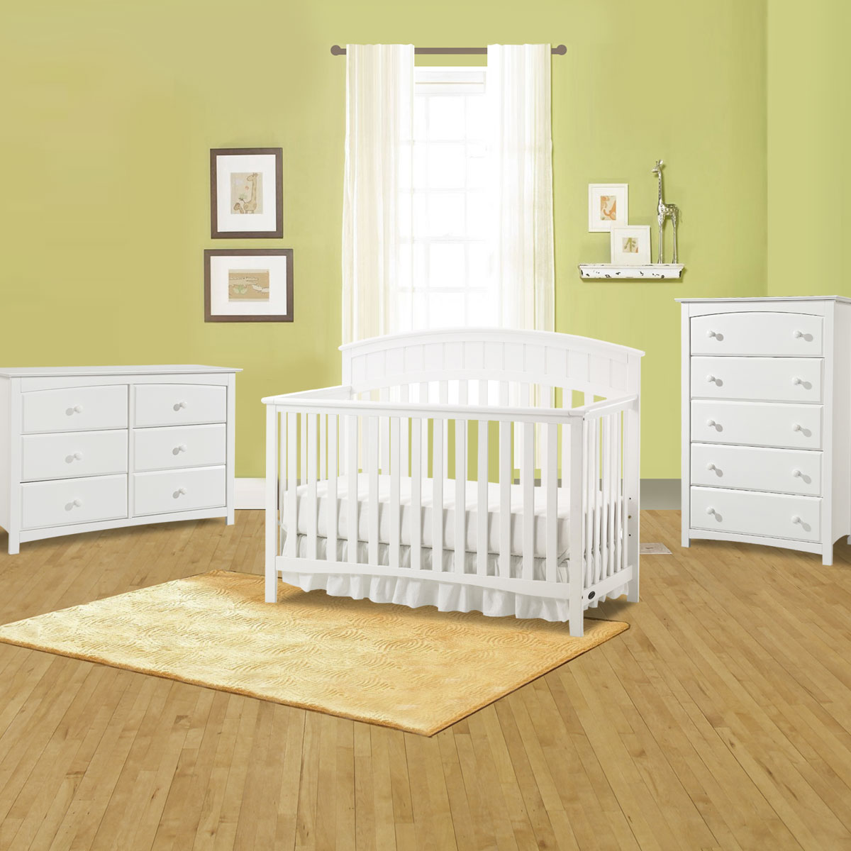 Graco Cribs Charleston 3 Piece Nursery Set 4in1 Convertible Crib, Kenton 5 Drawer and 6