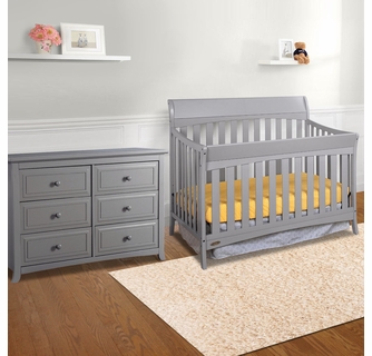 Graco Cribs Rory 2 Piece Nursery Set - 4-in-1 Convertible Crib and Auburn 6  Drawer Dresser in Pebble Gray FREE SHIPPING