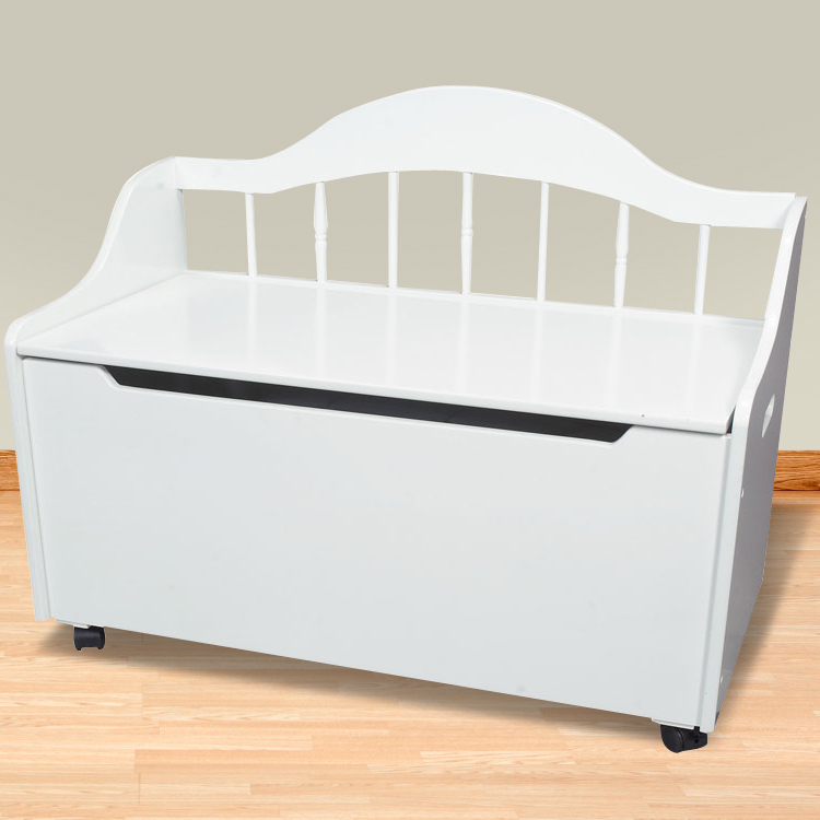 Kids Deacon's Bench / Toy Chest on Casters White FREE SHIPPING