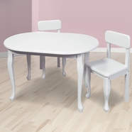 Kid's Korner Oval Queen Anne Table and Two Chair Set in White
