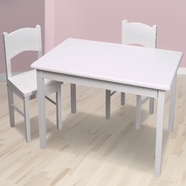 Kid's Korner Rectangle Table and Two Chair Set in White