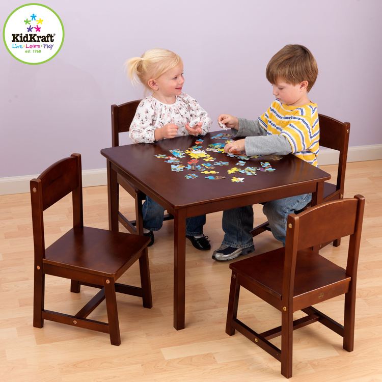 Kidkraft Farmhouse Table and 4 Chairs in Pecan FREE SHIPPING