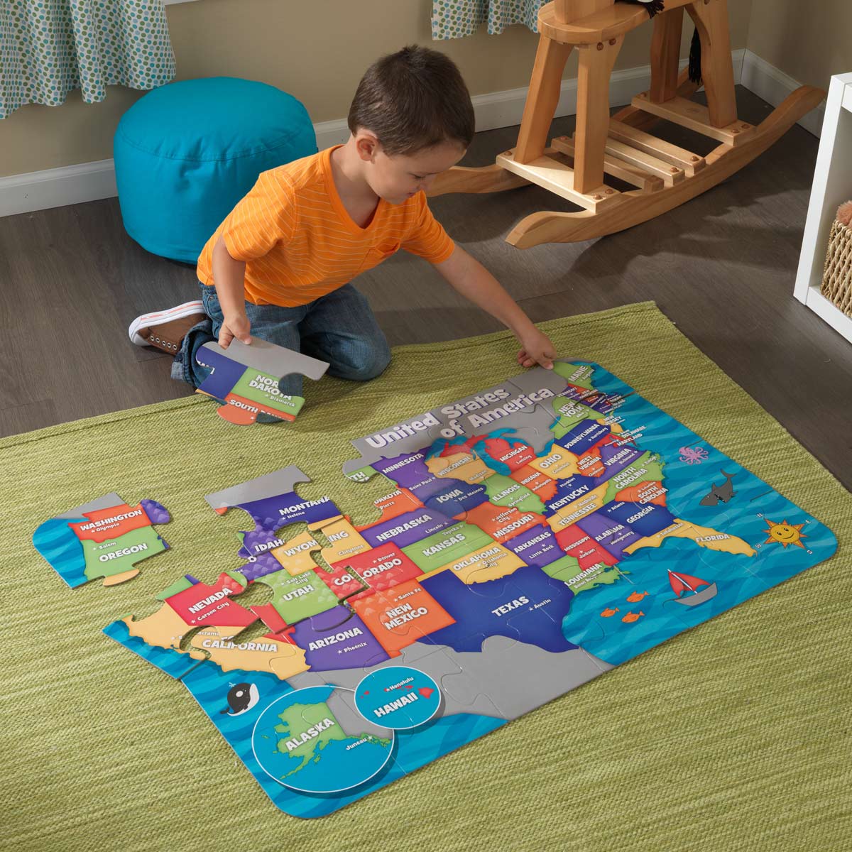 Kidkraft Map of the USA Floor Puzzle FREE SHIPPING 23.00