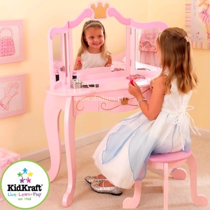 open lace back dress KidKraft Wooden Fashion Pretend Dress-Up Station Children's Furniture with  Storage and Mirror
