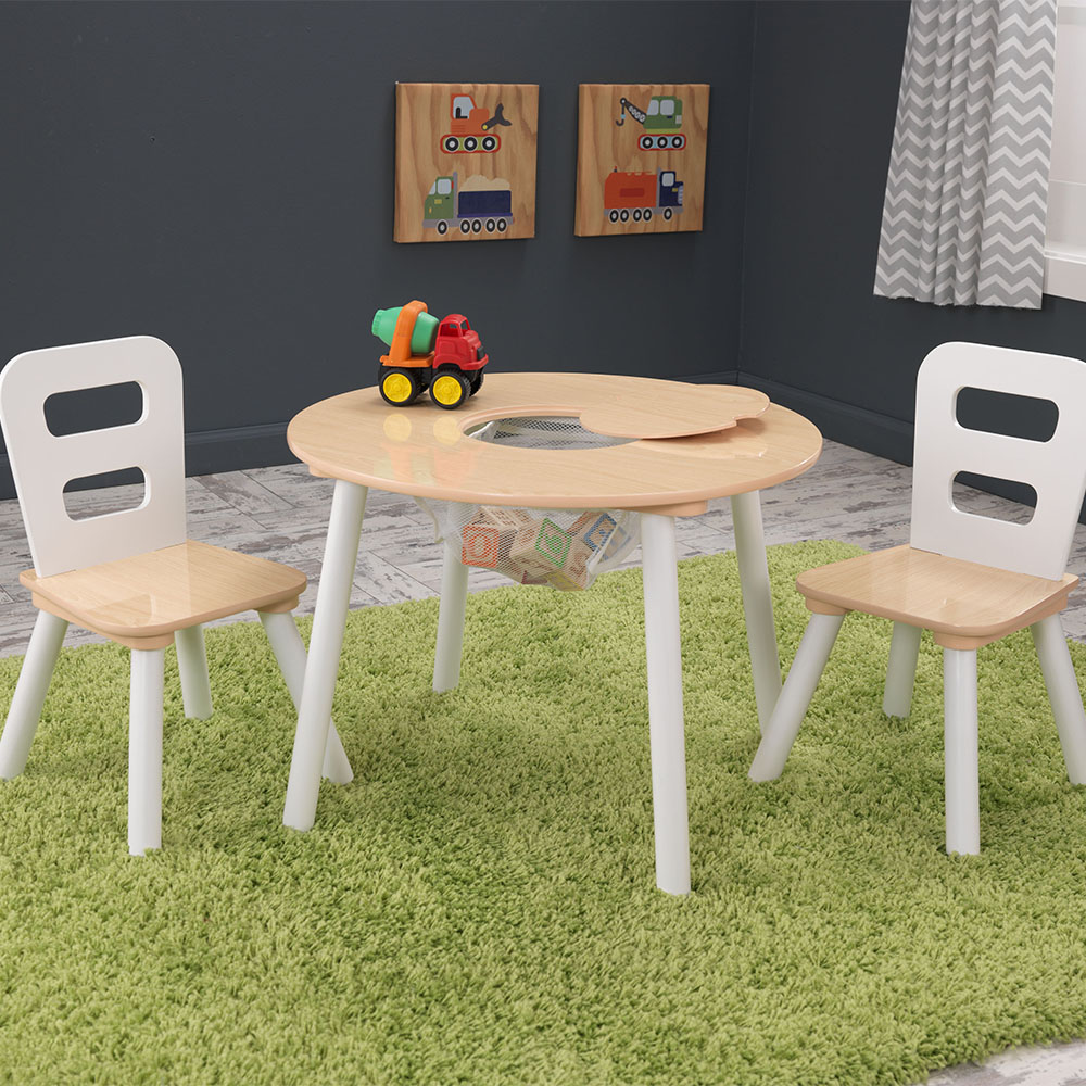 Kidkraft Round 3 Piece Table and Chair Set in White/Natural FREE SHIPPING