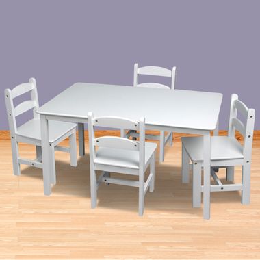 Kids Korner Rectangle Table with 4 Chairs in White - Click to enlarge